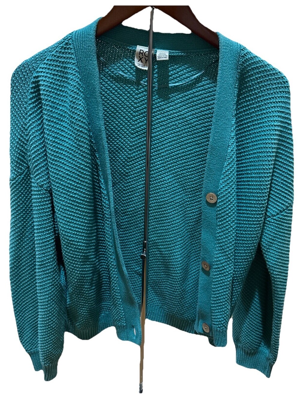 Roxy Cardigan Knit Turquoise Size XL With Buttons